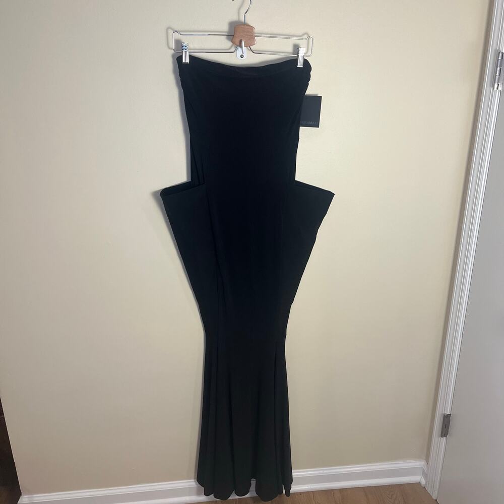 NWT Norma Kamali Strapless Wing Fishtail Gown in Black Size Small - Picture 10 of 12